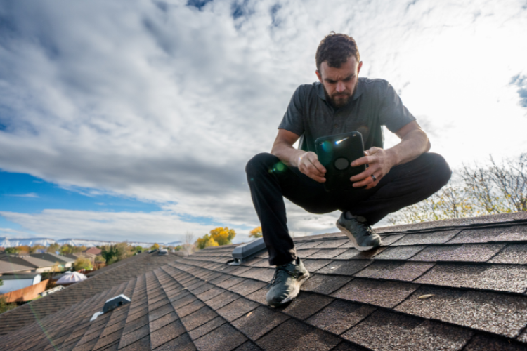 Local roofer inspecting a roof in Pacific, MO