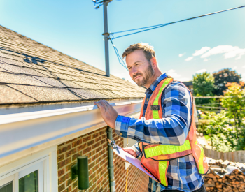 Pacific roofer inspecting roof for storm damage